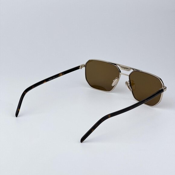 Prada PR58YS ZVN5Y1 Men BRAND NEW Sunglasses Gold Brown Polarized Pilot - Picture 4 of 11